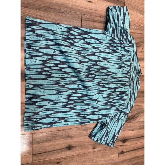 Reyn Spooner Mens Hawaiian Traditional Shirt XL Blue Green Surfboard Print Butto - Picture 7 of 10